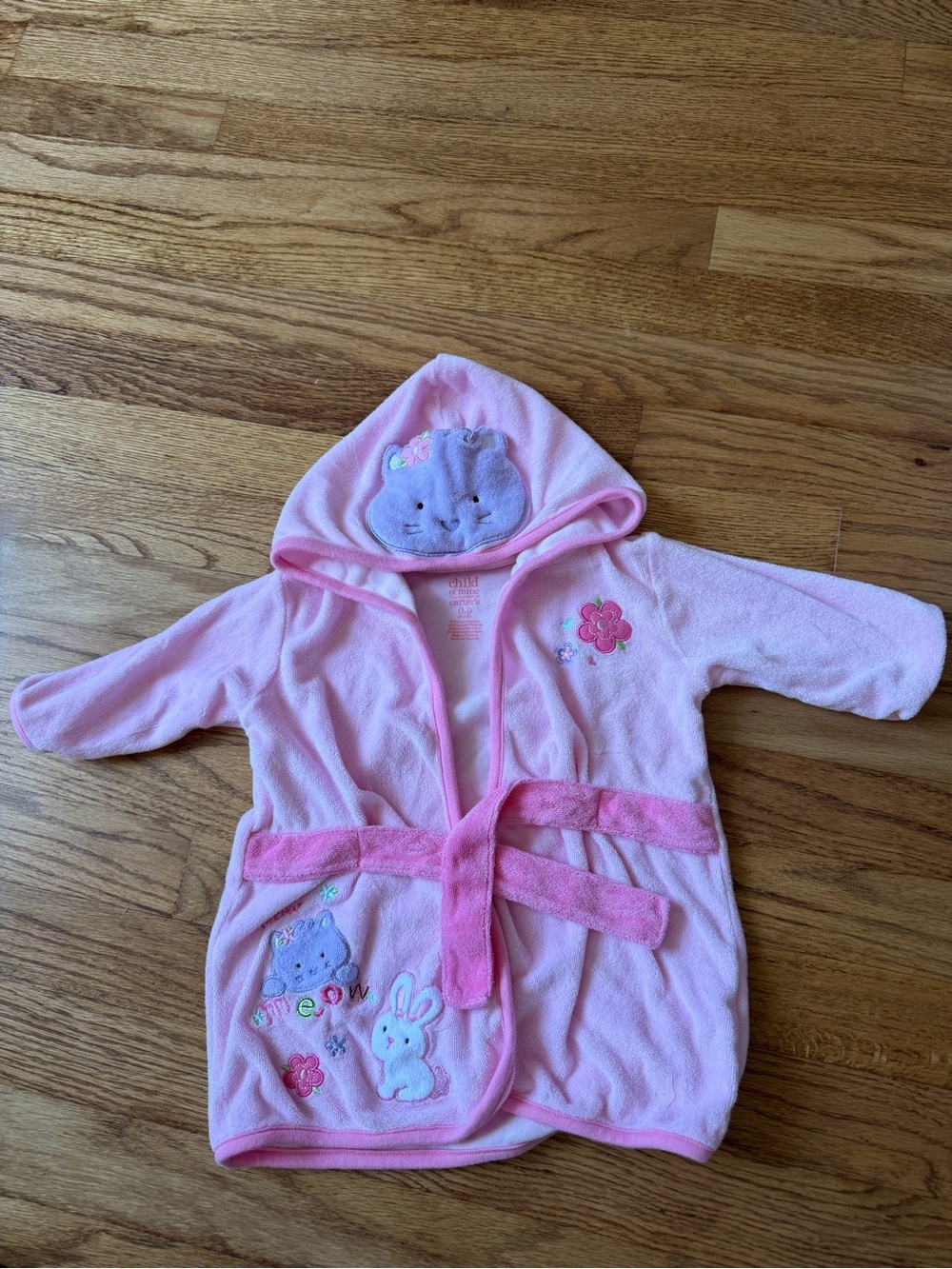 Carter’s Hooded Terrycloth Robe with Bunny and Flower Embroidery